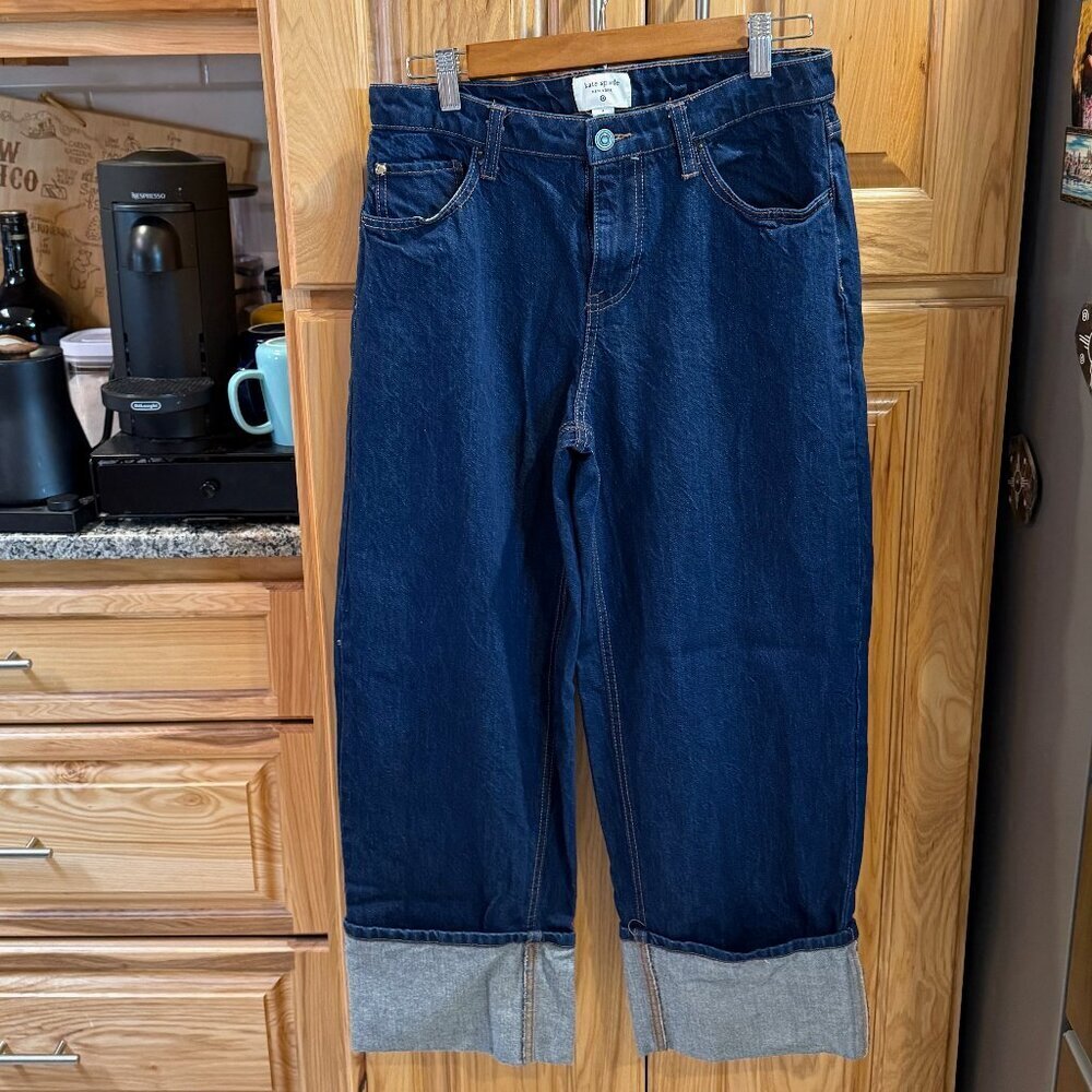 Kate Spade x Target High Rise Wide Leg Cuffed Jeans Women's 8‎ EUC